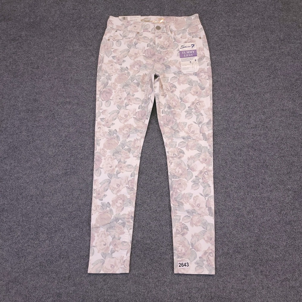 NWT Seven7 Jeans Women Sz 8 (30x30) Tummyless High Rise Skinny Floral‎ MSRP 69 - Picture 2 of 16
